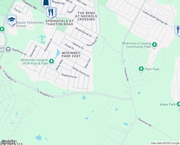 map of restaurants, bars, coffee shops, grocery stores, and more near 7228 Derby Downs Drive in Austin