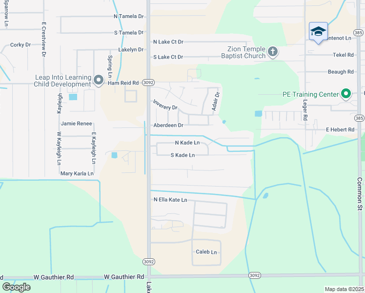 map of restaurants, bars, coffee shops, grocery stores, and more near 1041 South Kade Lane in Lake Charles