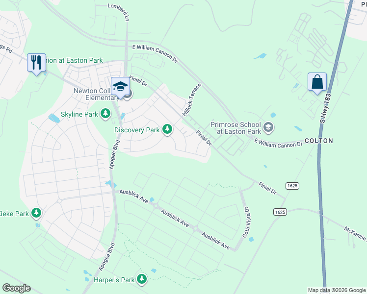 map of restaurants, bars, coffee shops, grocery stores, and more near 7716 Boyd Haven Drive in Austin