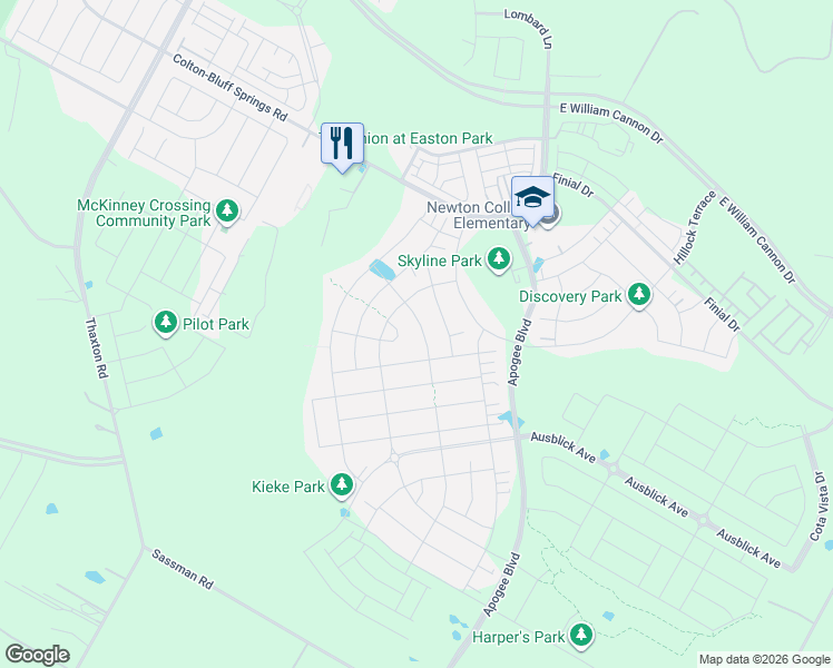 map of restaurants, bars, coffee shops, grocery stores, and more near 8104 Spire View in Austin