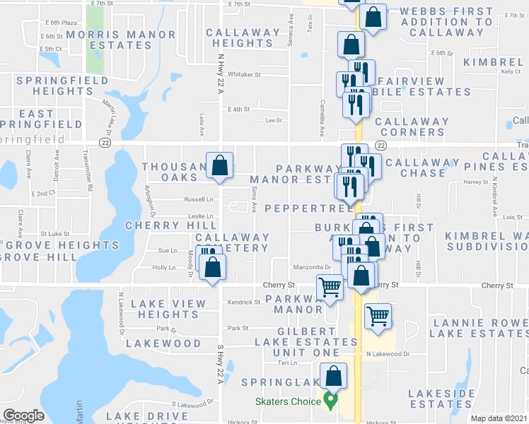map of restaurants, bars, coffee shops, grocery stores, and more near 5206 Joshua Lane in Panama City