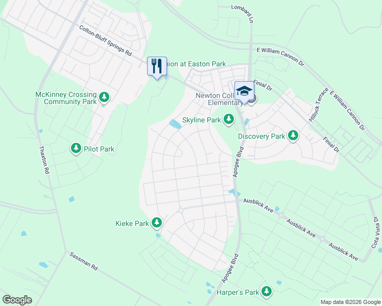 map of restaurants, bars, coffee shops, grocery stores, and more near 8104 Spire View in Austin