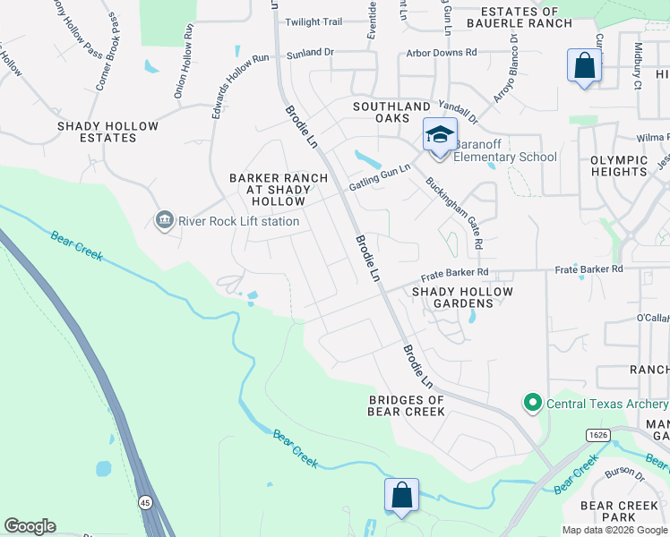 map of restaurants, bars, coffee shops, grocery stores, and more near 12412 Emerald Oaks Drive in Austin