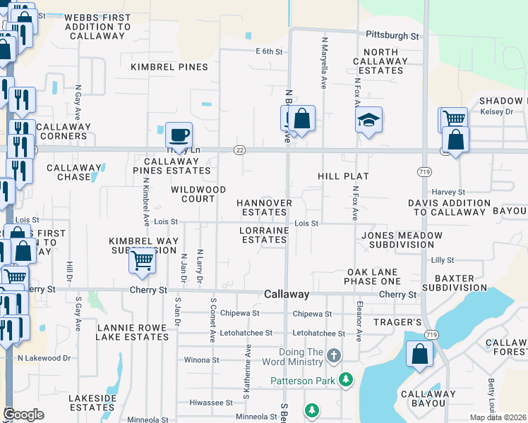 map of restaurants, bars, coffee shops, grocery stores, and more near 253 Hannover Circle in Panama City