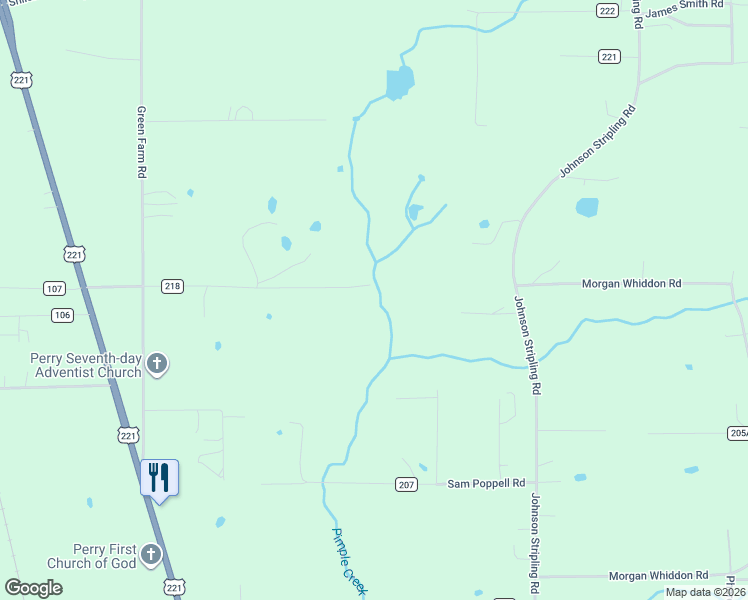 map of restaurants, bars, coffee shops, grocery stores, and more near 487-599 County Road 218 in Perry