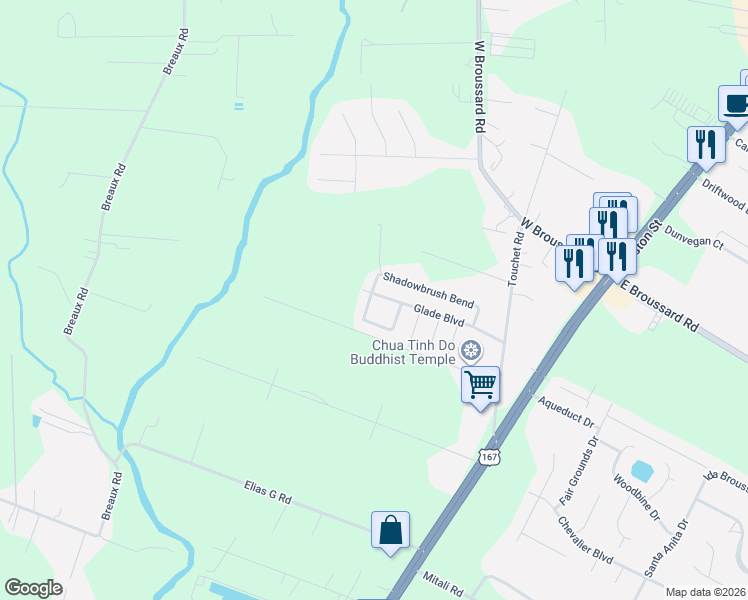 map of restaurants, bars, coffee shops, grocery stores, and more near 309 Wildflower Lane in Lafayette