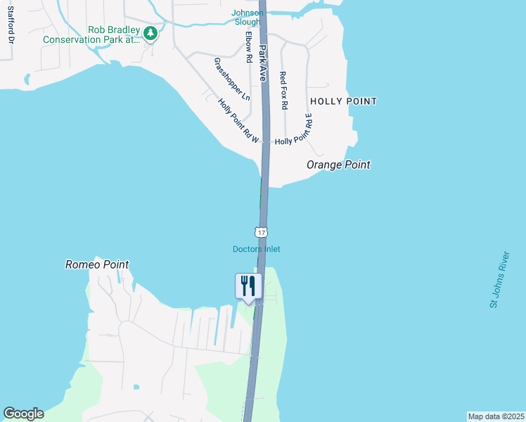 map of restaurants, bars, coffee shops, grocery stores, and more near 3046 Park Avenue in Orange Park