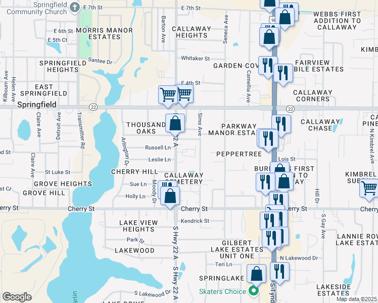 map of restaurants, bars, coffee shops, grocery stores, and more near 208 North Highway 22 A in Panama City