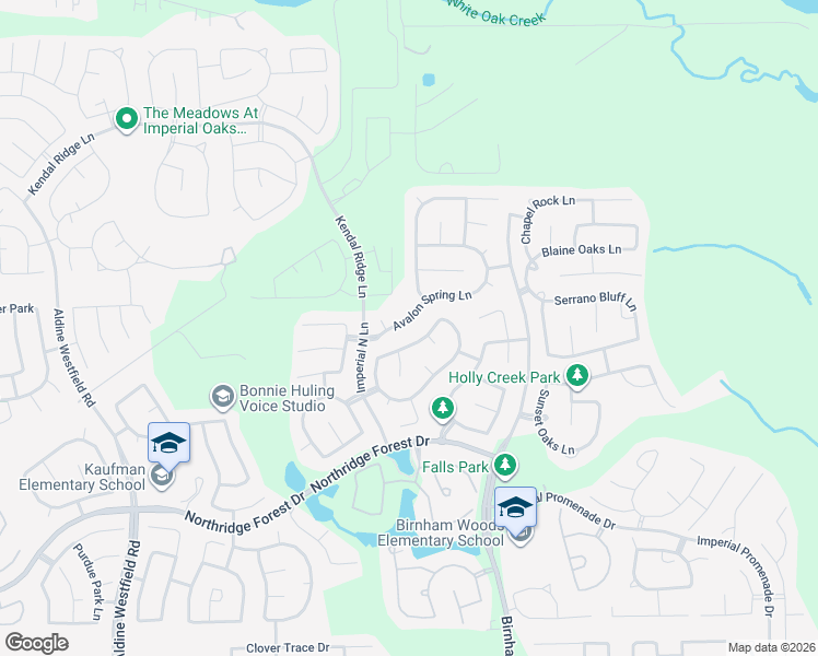 map of restaurants, bars, coffee shops, grocery stores, and more near 3438 Avalon Spring Lane in Spring