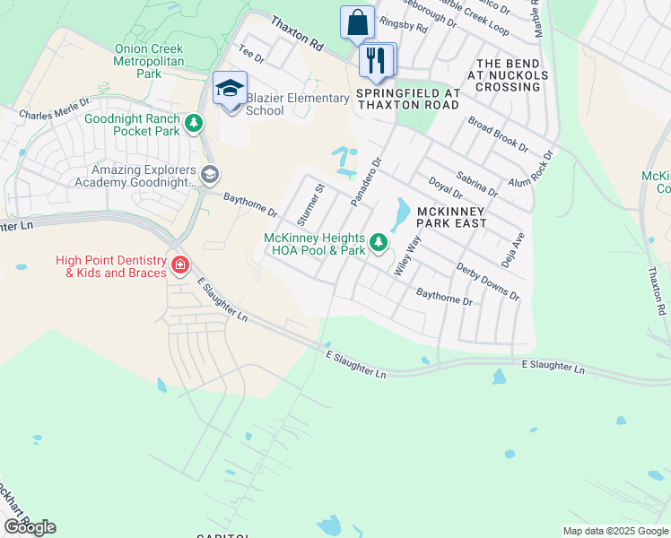 map of restaurants, bars, coffee shops, grocery stores, and more near 8809 Capitol View Drive in Austin