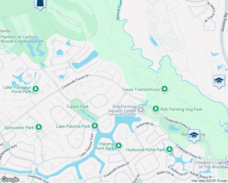 map of restaurants, bars, coffee shops, grocery stores, and more near 27 Mariscal Place in Spring