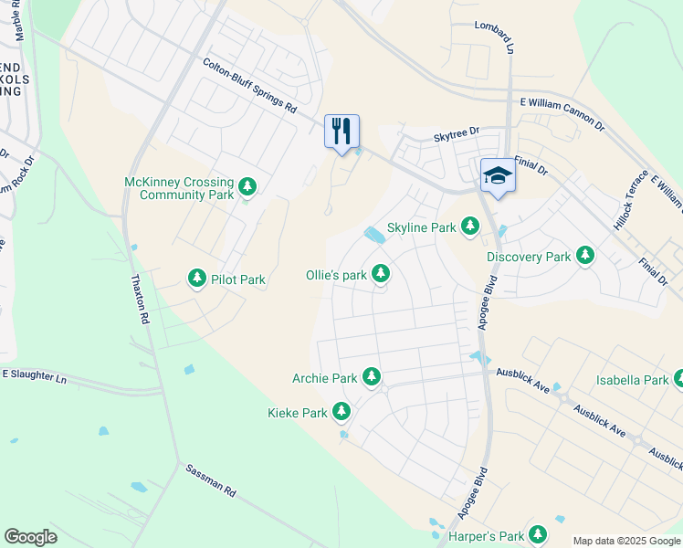 map of restaurants, bars, coffee shops, grocery stores, and more near 8209 Bestride Bend in Austin