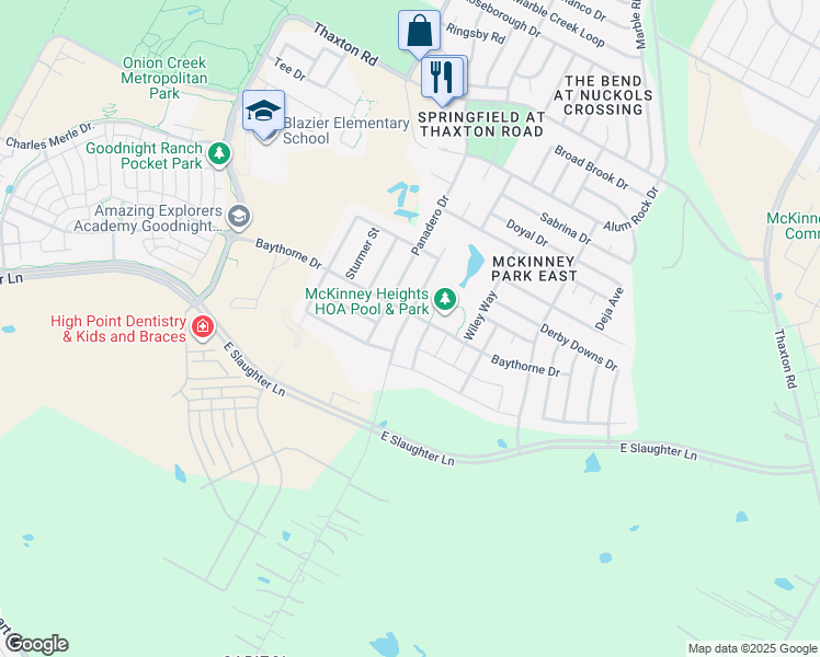 map of restaurants, bars, coffee shops, grocery stores, and more near 8809 Capitol View Drive in Austin