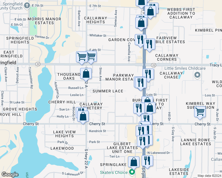 map of restaurants, bars, coffee shops, grocery stores, and more near 5221 Joshua Lane in Panama City