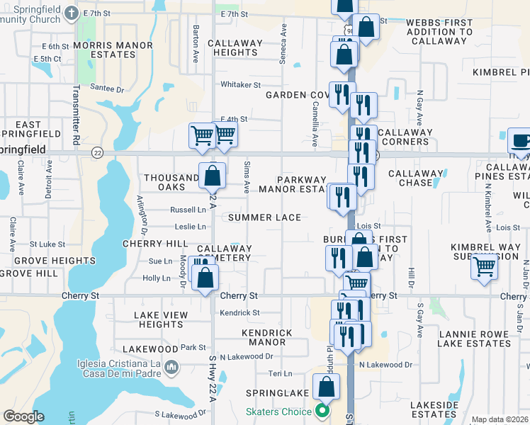 map of restaurants, bars, coffee shops, grocery stores, and more near 5213 Joshua Lane in Panama City