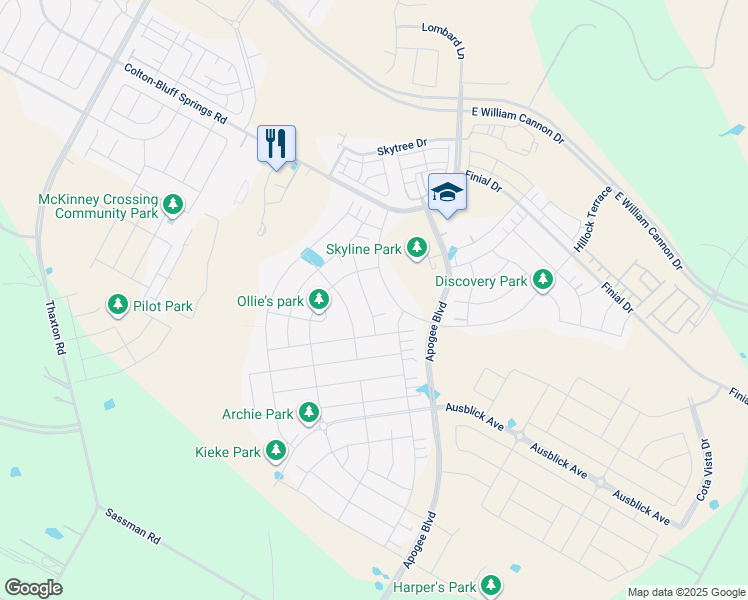 map of restaurants, bars, coffee shops, grocery stores, and more near 8205 Petronas Pass in Austin
