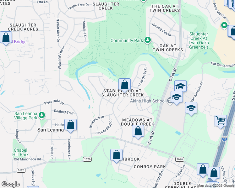 map of restaurants, bars, coffee shops, grocery stores, and more near 10820 Clubhouse Turn in Austin