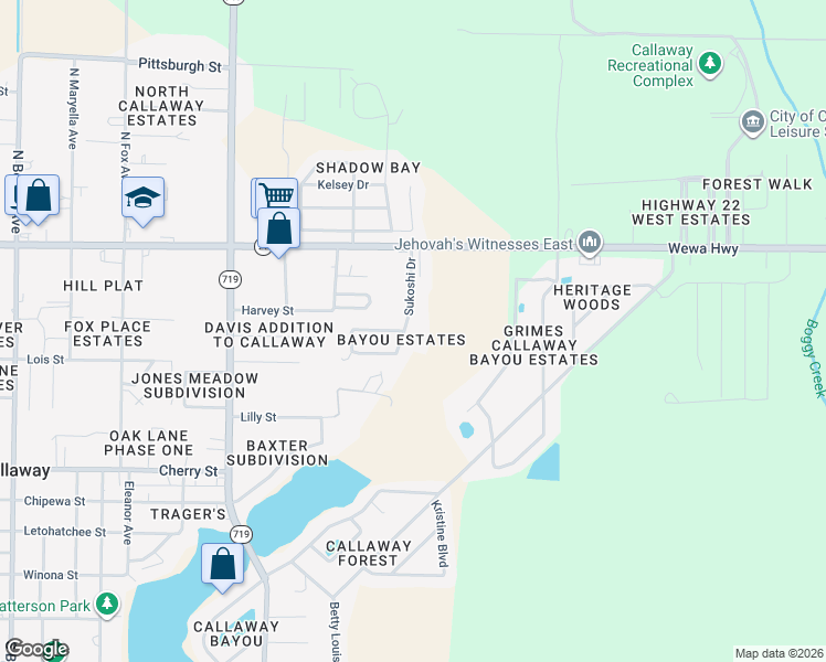 map of restaurants, bars, coffee shops, grocery stores, and more near 276 Sukoshi Drive in Panama City