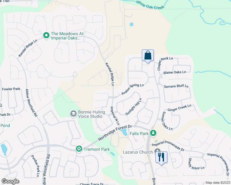 map of restaurants, bars, coffee shops, grocery stores, and more near 31611 Echo Canyon Court in Spring