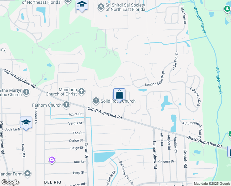 map of restaurants, bars, coffee shops, grocery stores, and more near 12321 Teal Run Court in Jacksonville