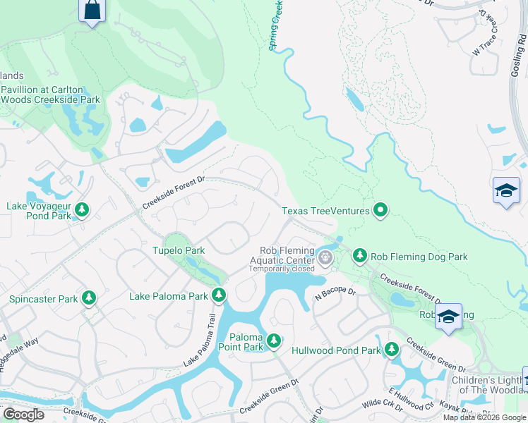 map of restaurants, bars, coffee shops, grocery stores, and more near 27 Mariscal Place in Spring