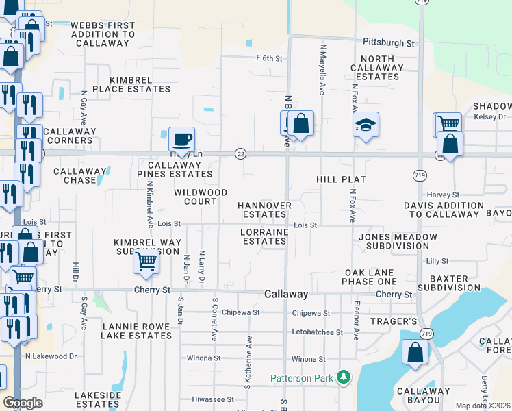 map of restaurants, bars, coffee shops, grocery stores, and more near 217 Hannover Circle in Panama City