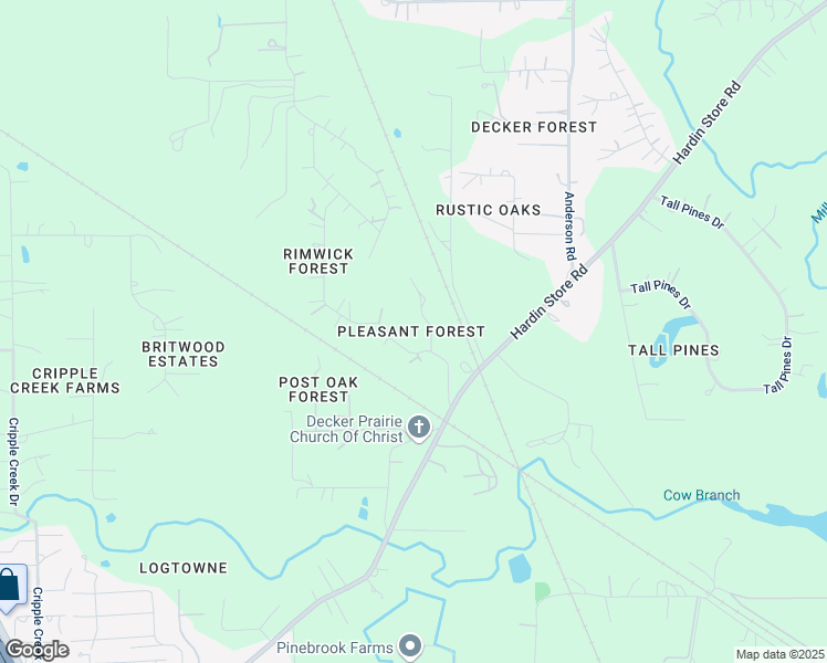 map of restaurants, bars, coffee shops, grocery stores, and more near 26030 Andy Lane in Magnolia