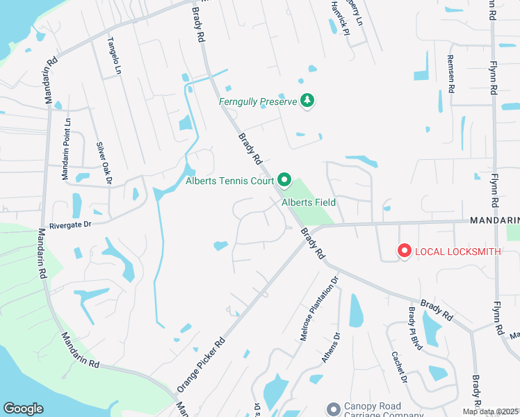 map of restaurants, bars, coffee shops, grocery stores, and more near 1799 River Plantation Drive in Jacksonville