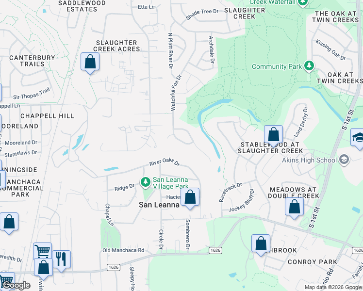 map of restaurants, bars, coffee shops, grocery stores, and more near 11026 Watchful Fox Drive in Austin