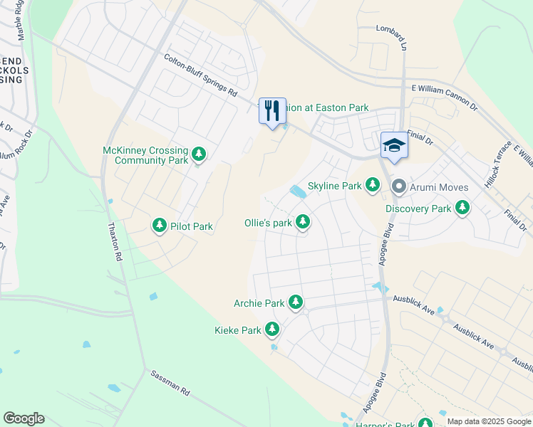 map of restaurants, bars, coffee shops, grocery stores, and more near 8204 Bestride Bend in Austin