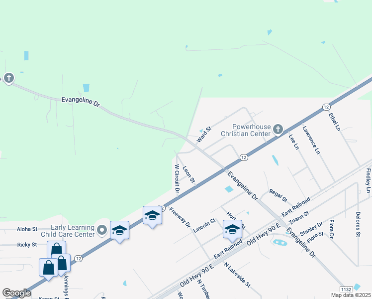 map of restaurants, bars, coffee shops, grocery stores, and more near 1230 West Circuit Drive in Vidor
