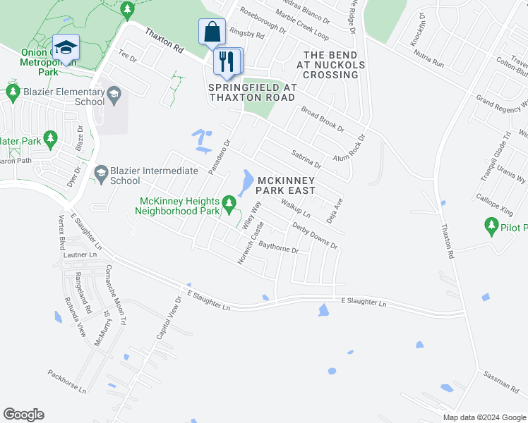 map of restaurants, bars, coffee shops, grocery stores, and more near 6713 Derby Downs Drive in Austin