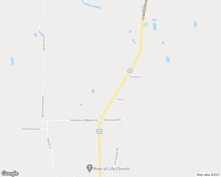 map of restaurants, bars, coffee shops, grocery stores, and more near 3692 Crawfordville Highway in Crawfordville