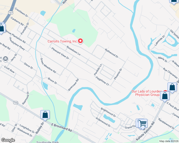 map of restaurants, bars, coffee shops, grocery stores, and more near 210 Metairie Ct in Lafayette
