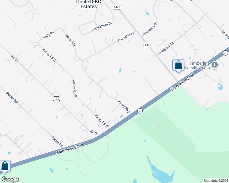 map of restaurants, bars, coffee shops, grocery stores, and more near 487 Kelley Road East in Bastrop