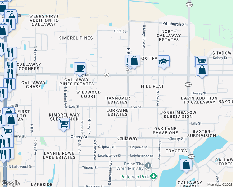 map of restaurants, bars, coffee shops, grocery stores, and more near 217 Hannover Circle in Panama City