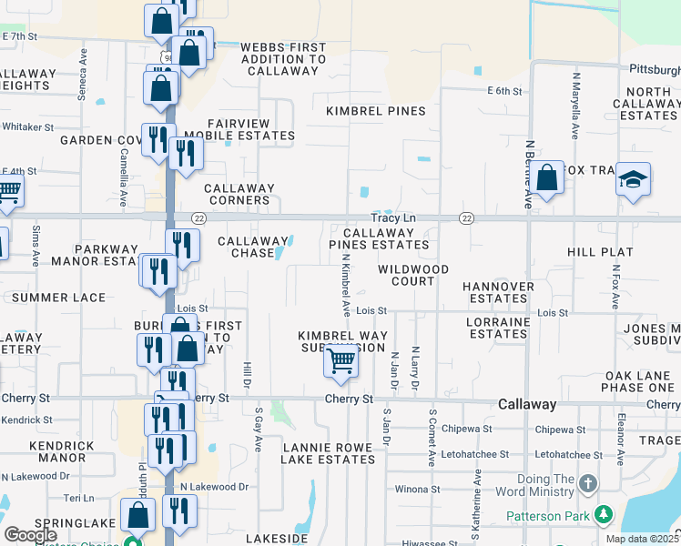 map of restaurants, bars, coffee shops, grocery stores, and more near 218 North Kimbrel Avenue in Panama City