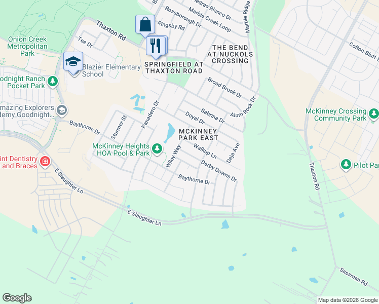 map of restaurants, bars, coffee shops, grocery stores, and more near 6800 Cornish Hen Lane in Austin