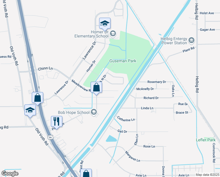 map of restaurants, bars, coffee shops, grocery stores, and more near 5600 Falcon Lane in Beaumont