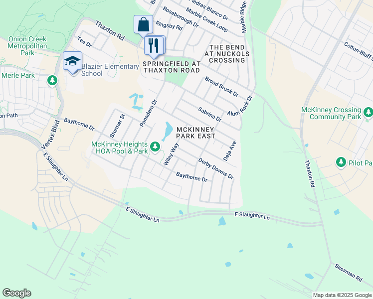 map of restaurants, bars, coffee shops, grocery stores, and more near 6800 Cornish Hen Lane in Austin