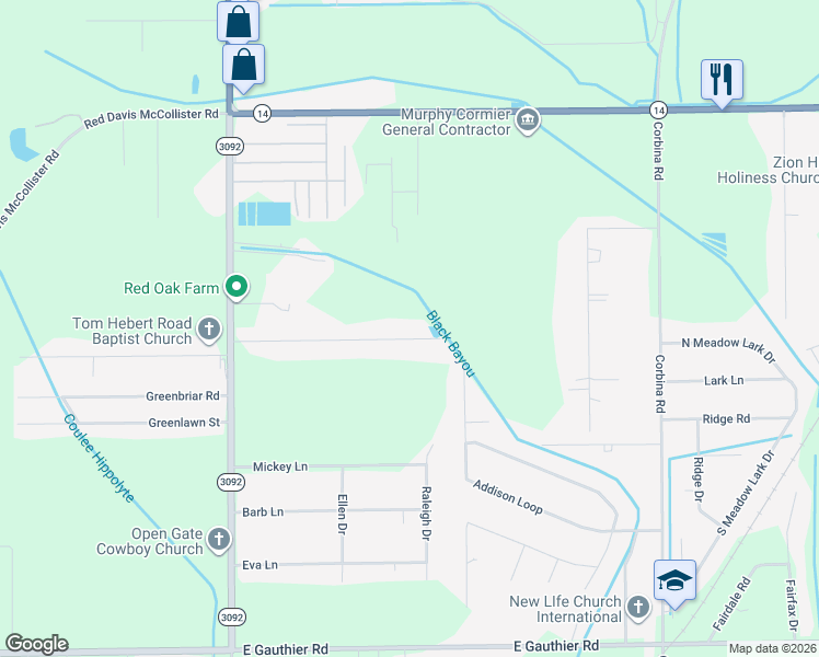 map of restaurants, bars, coffee shops, grocery stores, and more near 2916 Todd Jude Rd in Lake Charles