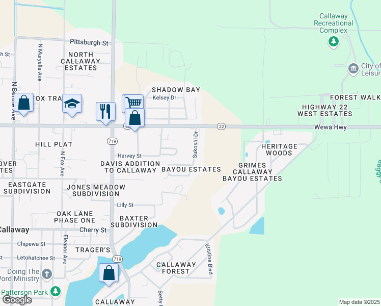 map of restaurants, bars, coffee shops, grocery stores, and more near 287 Sukoshi Drive in Panama City