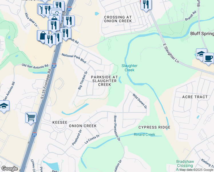 map of restaurants, bars, coffee shops, grocery stores, and more near in Austin