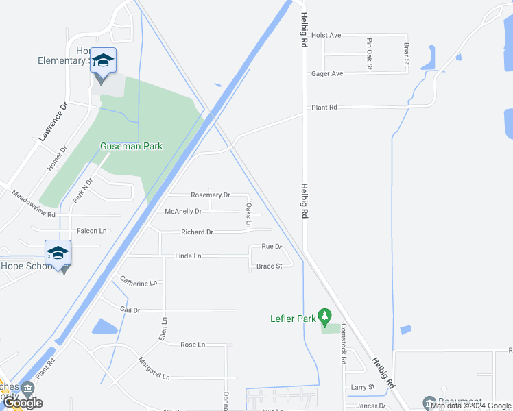 map of restaurants, bars, coffee shops, grocery stores, and more near 5075 Rosemary Drive in Beaumont