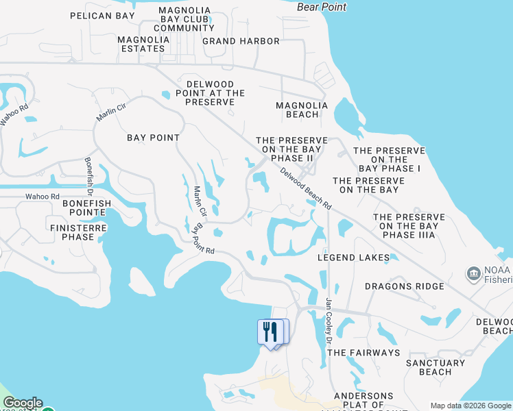 map of restaurants, bars, coffee shops, grocery stores, and more near 4301 Bay Point Road in Panama City Beach