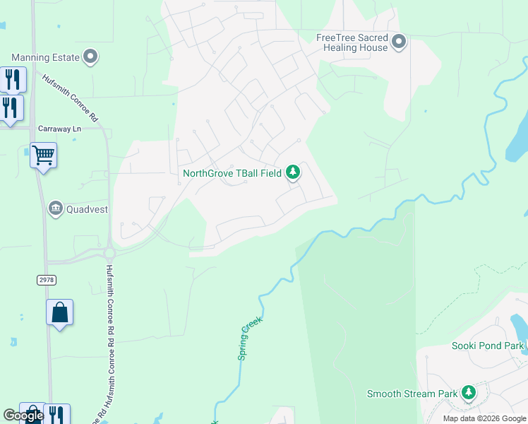 map of restaurants, bars, coffee shops, grocery stores, and more near 26810 Holmans Road in Magnolia