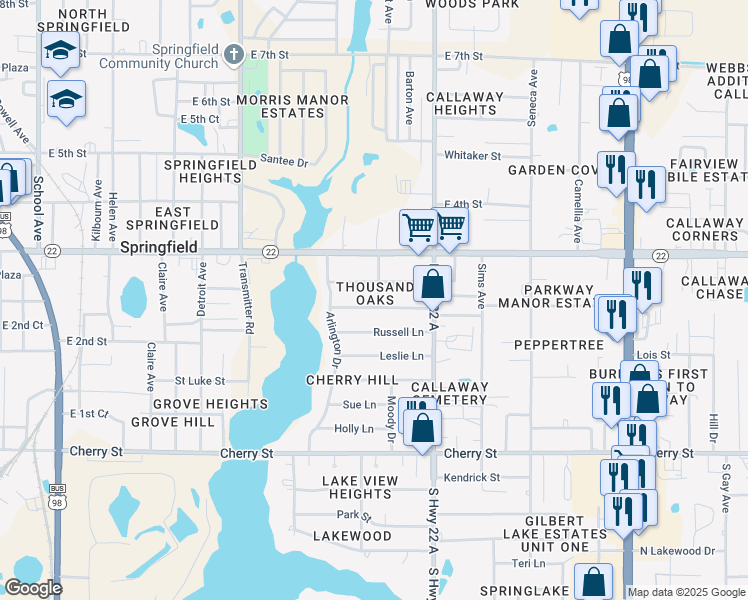 map of restaurants, bars, coffee shops, grocery stores, and more near 255 Orinda Street in Panama City