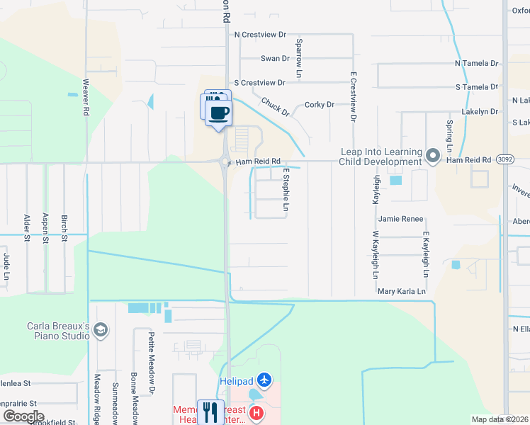 map of restaurants, bars, coffee shops, grocery stores, and more near 5828 W Stephie Ln in Lake Charles