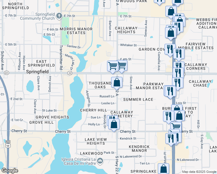 map of restaurants, bars, coffee shops, grocery stores, and more near 4904 Alameda Street in Panama City