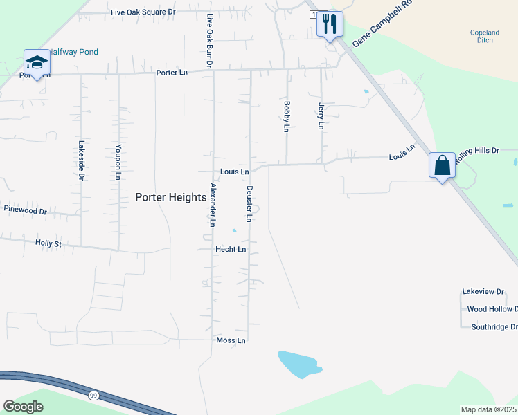 map of restaurants, bars, coffee shops, grocery stores, and more near 20665 Deuster Lane in Porter